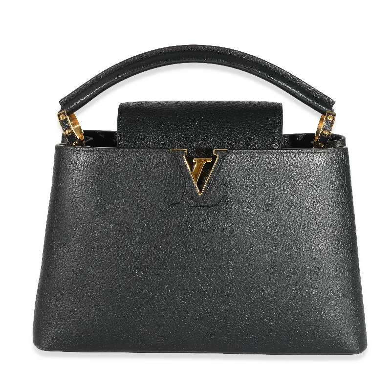 LOUIS VUITTON Black Taurillon Capucines MM