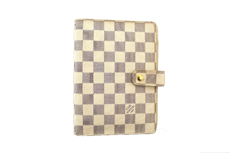 Authentic Louis Vuitton Damier Azur Canvas Medium Ring Agenda Cover