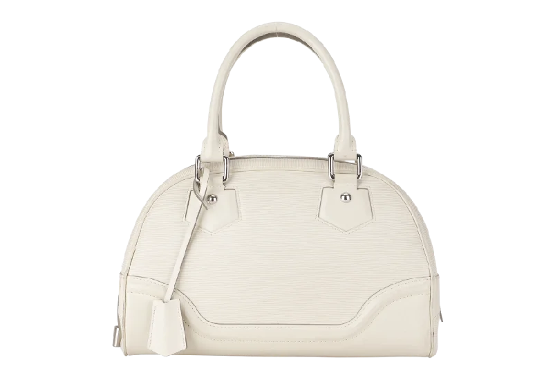 LOUIS VUITTON BOWLING MONTAIGNE PM (M6932J) WHITE EPI LEATHER SILVER HARDWARE WITH DUST COVER