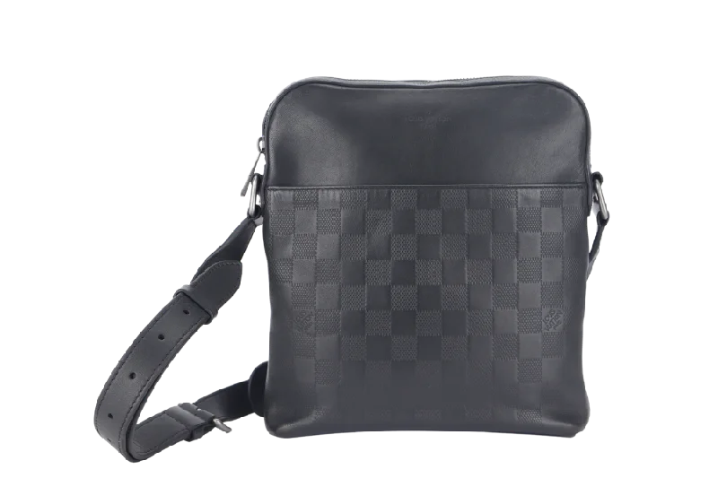 LOUIS VUITTON INFINI DISTRICT (N23355) BLACK DAMIER SILVER HARDWARE CROSSBODY WITH DUST COVER