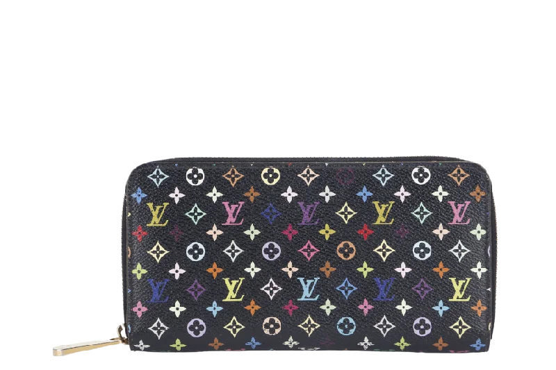 LOUIS VUITTON ZIPPY BLACK MULTICOLOR CANVAS LONG WALLET (M60271) WITH DUST COVER