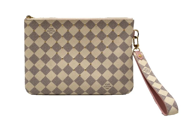 Authentic Louis Vuitton Damier Azur City Pouch Wristlet Clutch