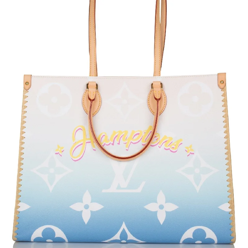 Louis Vuitton Blue Hamptons By The Pool Giant Monogram and Raffia OnTheGo GM