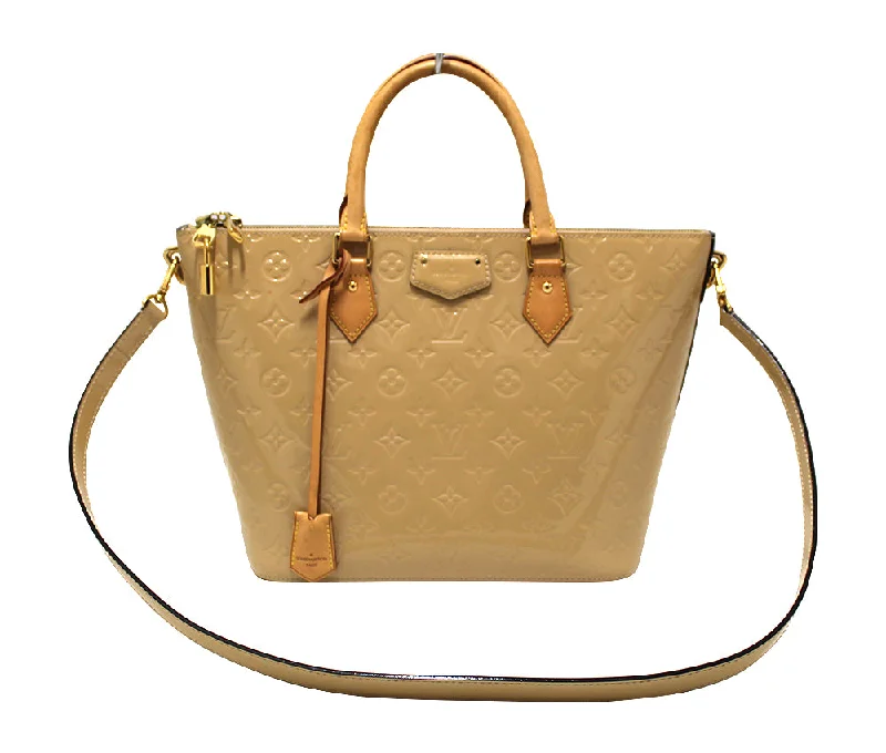 Authentic Louis Vuitton Beige Monogram Vernis Leather Montebello MM Tote Bag