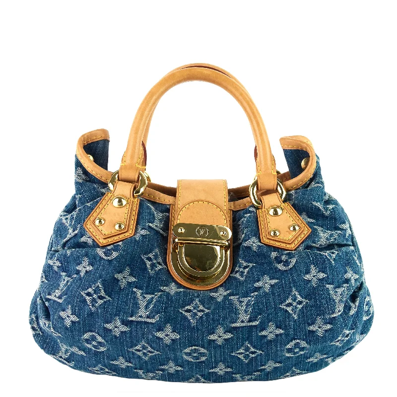 Pleaty Small Monogram Denim Canvas Bag