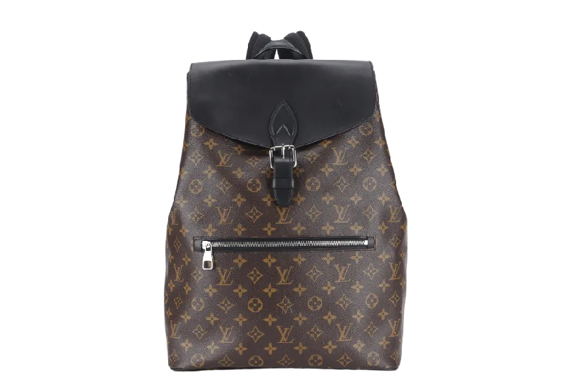 LOUIS VUITTON MACASSAR PARC (M40637) MONOGRAM CANVAS BACKPACK SILVER HARDWARE WITH DUST COVER