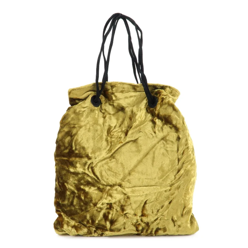 MIU MIU Satin Velour Suede Shoulder Bag Drawstring Bag Gold Black