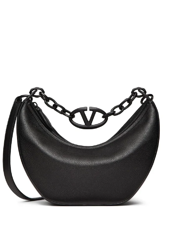 Women's Small Vlogo Moon Hobo Bag in Nero | 5W0B0Q42UZL