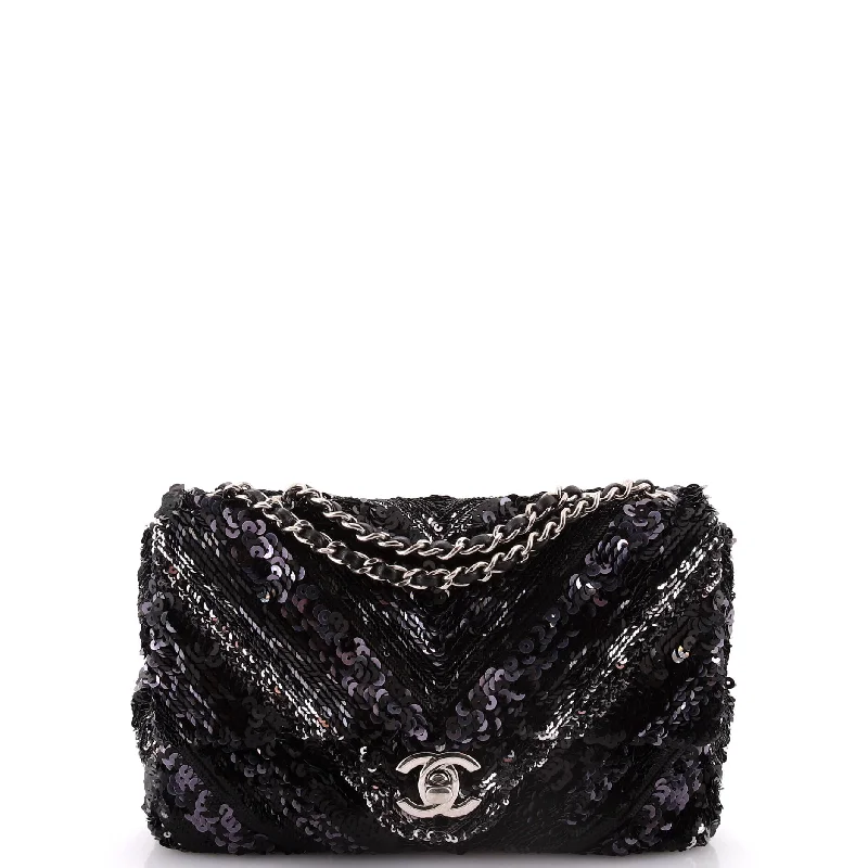 CC Flap Bag Chevron Sequins Mini