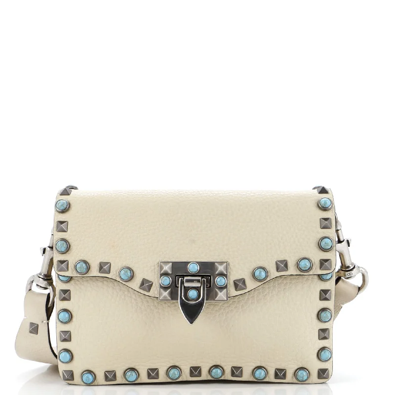 Rolling Rockstud Crossbody Bag Leather with Cabochons Small