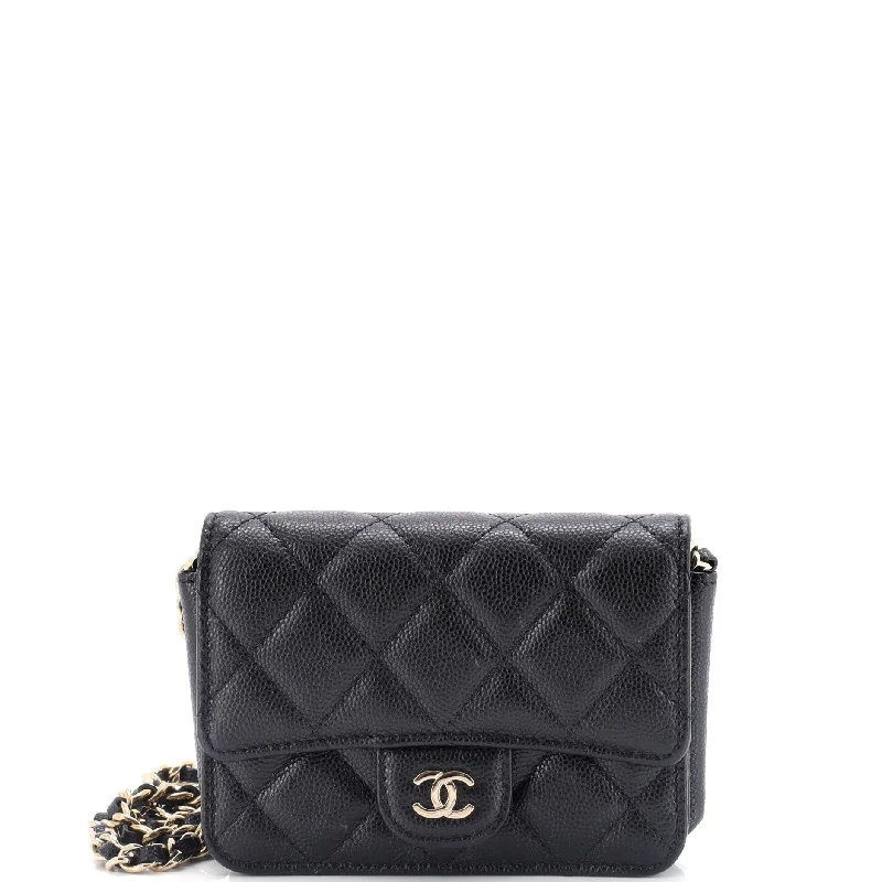 Classic Flap Clutch with Chain Quilted Caviar Small