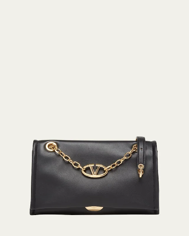 VLOGO Flap Leather Chain Shoulder Bag