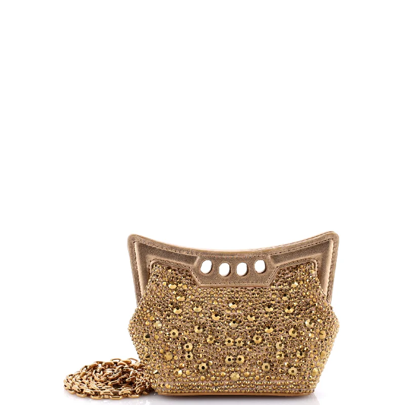 The Peak Chain Shoulder Bag Crystal Embellished Leather Micro