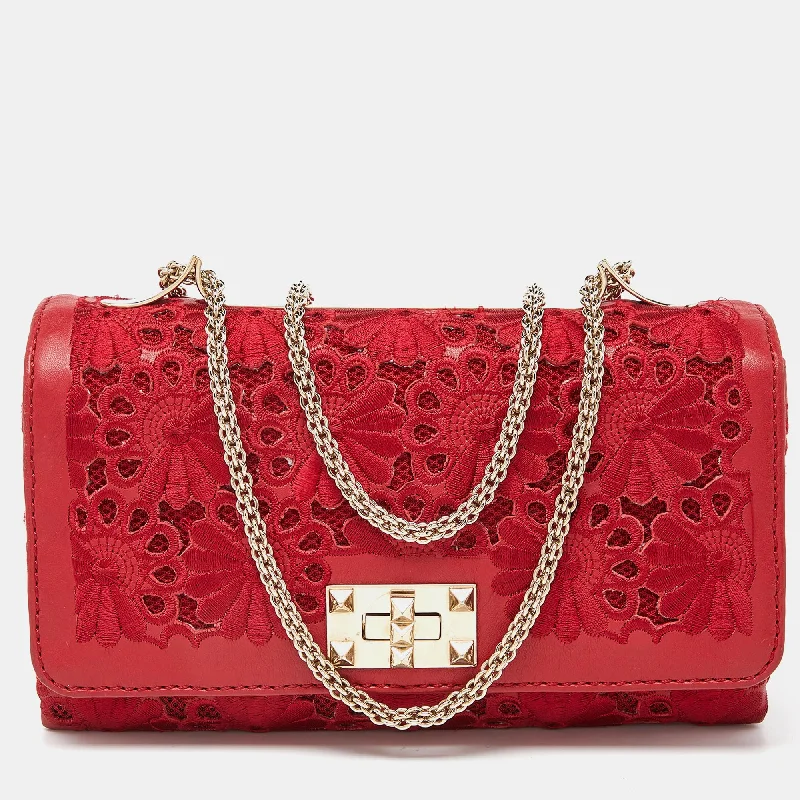 Red Leather and Lace Va Va Voom Shoulder Bag