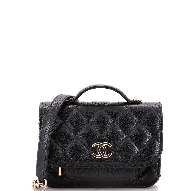 Business Affinity Flap Clutch with Chain Quilted Caviar