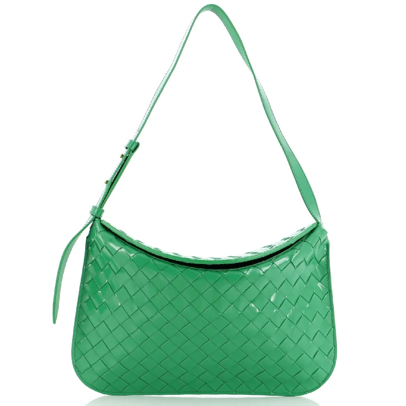 Fold Over Flap Hobo Intrecciato Patent Small