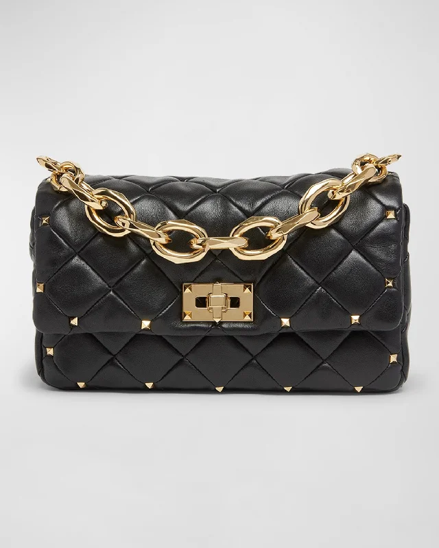 Small Spike Rockstud Quilted Leather Shoulder Bag