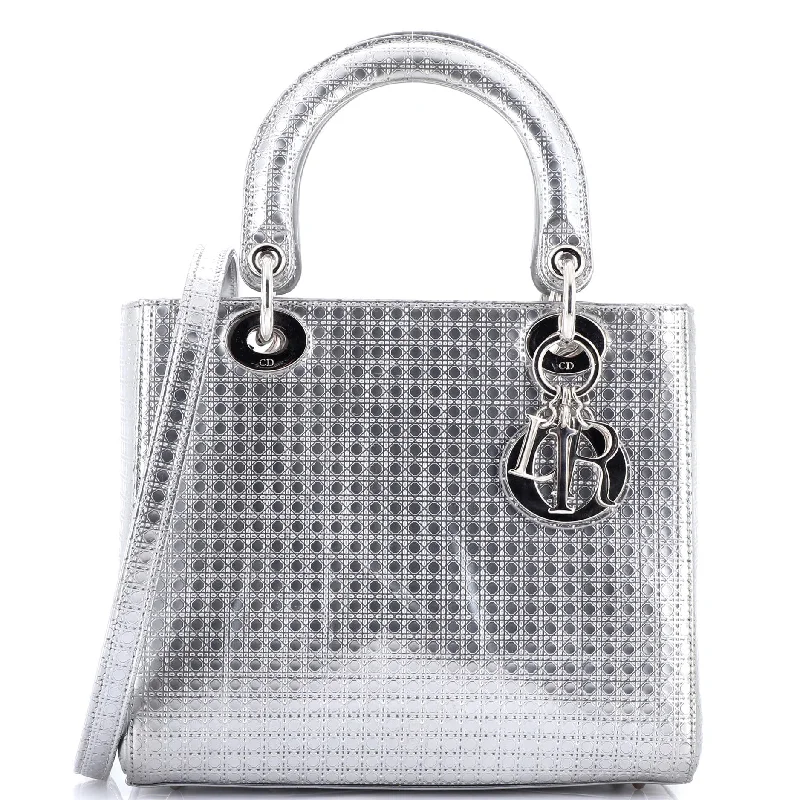 Lady Dior Bag Micro Cannage Metallic Calfskin Medium