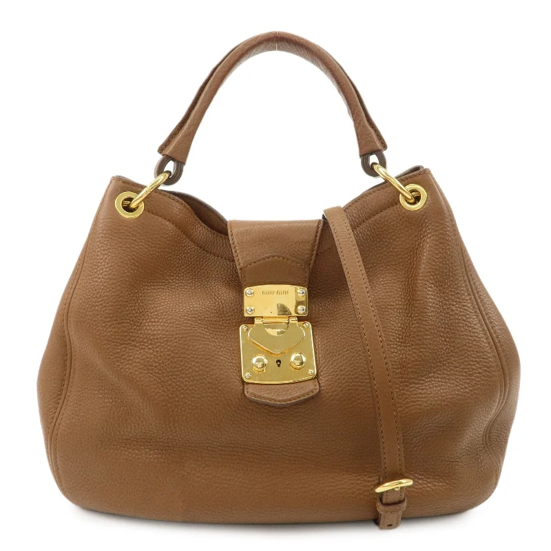 MIU MIU Leather 2WAY Bag Shoulder Bag Brown