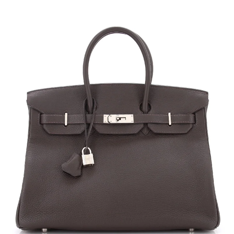 Birkin Handbag Ebene Togo with Palladium Hardware 35