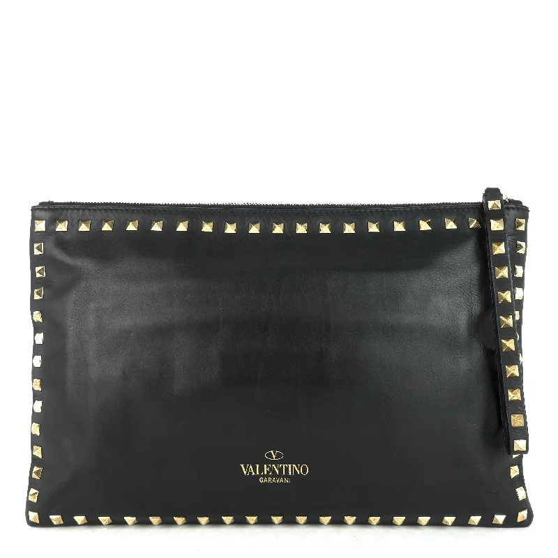 Stud Lambskin Leather Clutch Bag