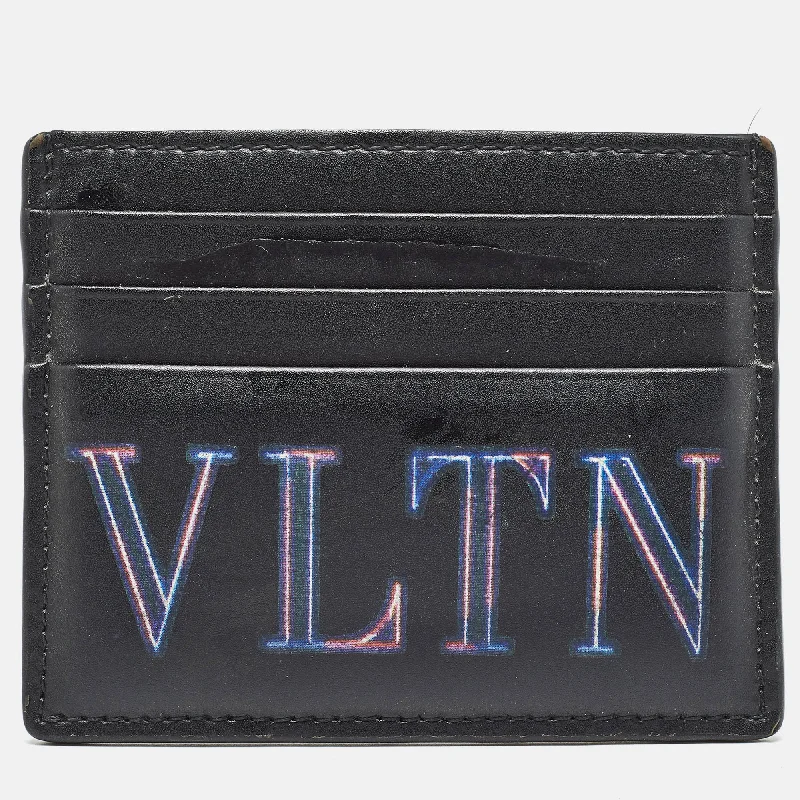 Black Leather VLTN Card Holder