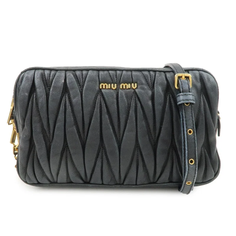 MIU MIU Matelasse Leather Shoulder Bag Black