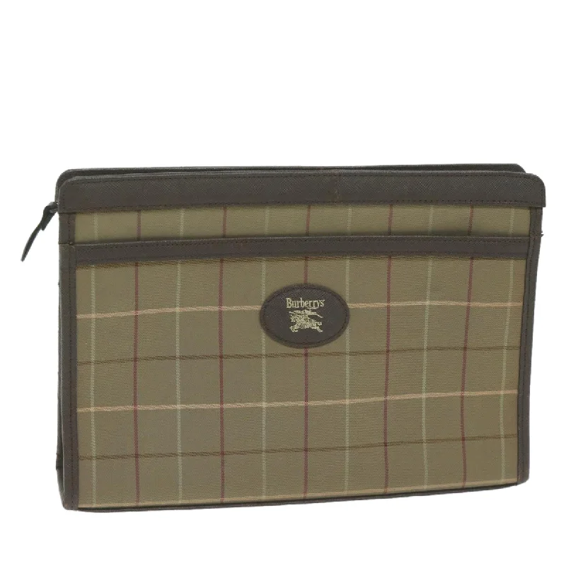 BURBERRYSs Nova Check Clutch Bag Canvas Brown Auth fm3178