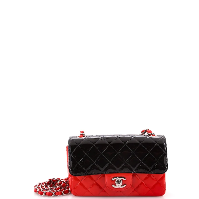 Bicolor Classic Single Flap Bag Quilted Patent Mini