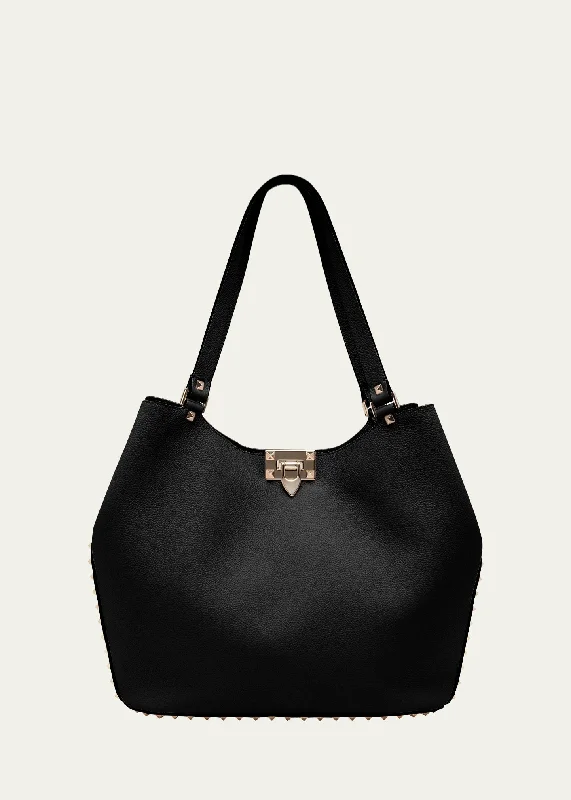 Small Rockstud Leather Tote Bag