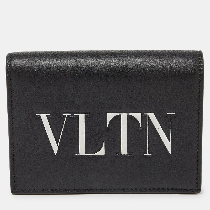 Black Leather VLTN Bifold Card Case