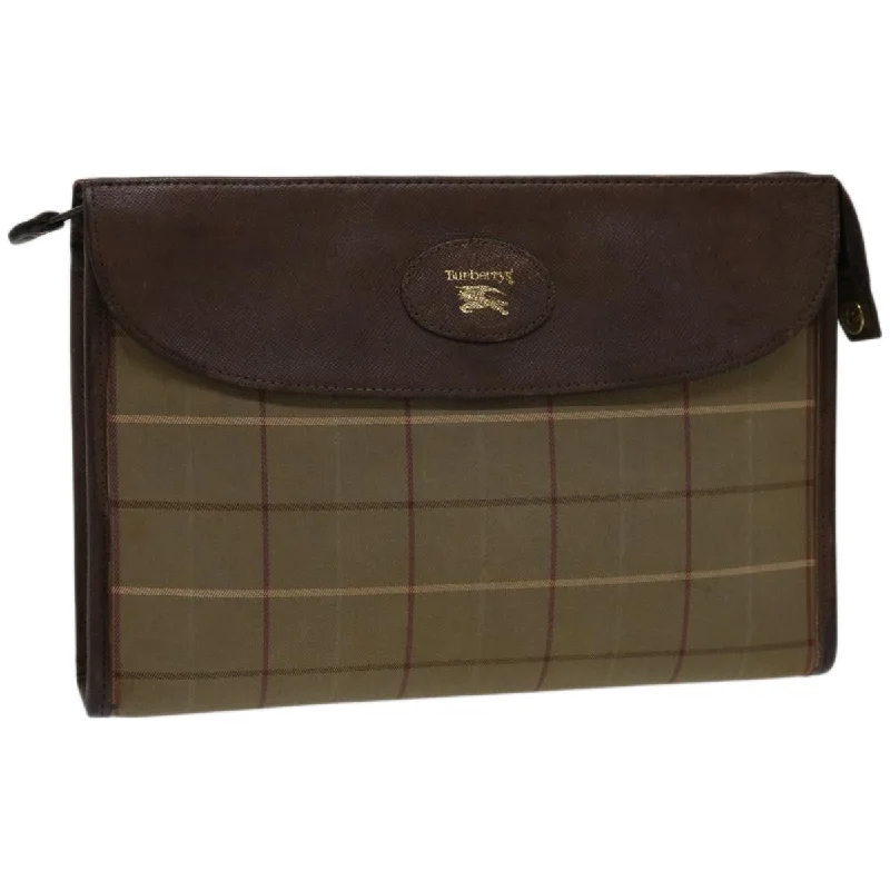 BURBERRYSs Nova Check Clutch Bag Canvas Brown Auth bs12054