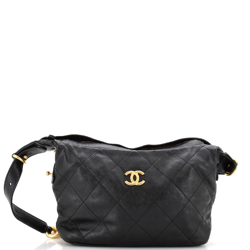 Daily Belted Chain Handle Hobo Quilted Calfskin Small