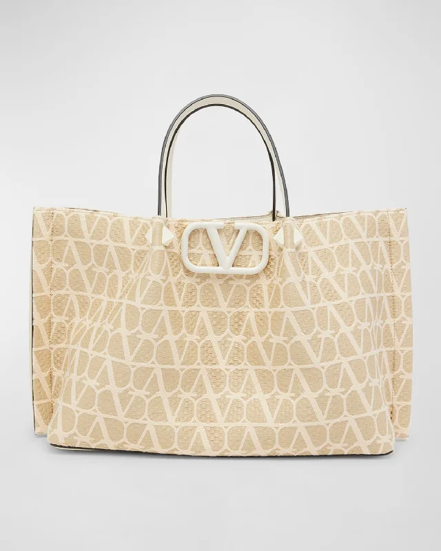 Medium VLOGO Iconographe Raffia Tote Bag