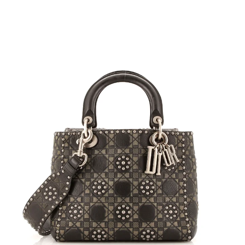 Supple Lady Dior Bag Studded Cannage Embossed Calfskin Medium