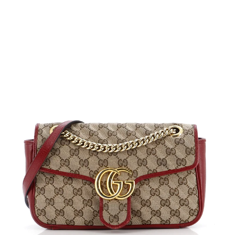 GG Marmont Flap Bag Diagonal Quilted GG Canvas Small