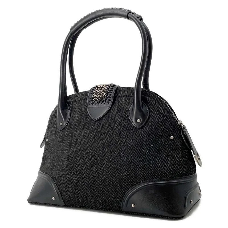 Dior Chain flap Tote Bag Black Wool  Leather