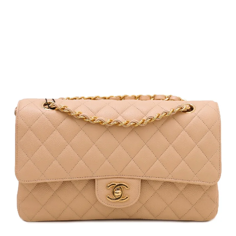 Chanel Beige CC Classic Double Flap Medium Bag