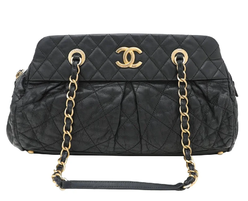 Chanel Black CC Chic Quilt Iridescent Bowling Bag