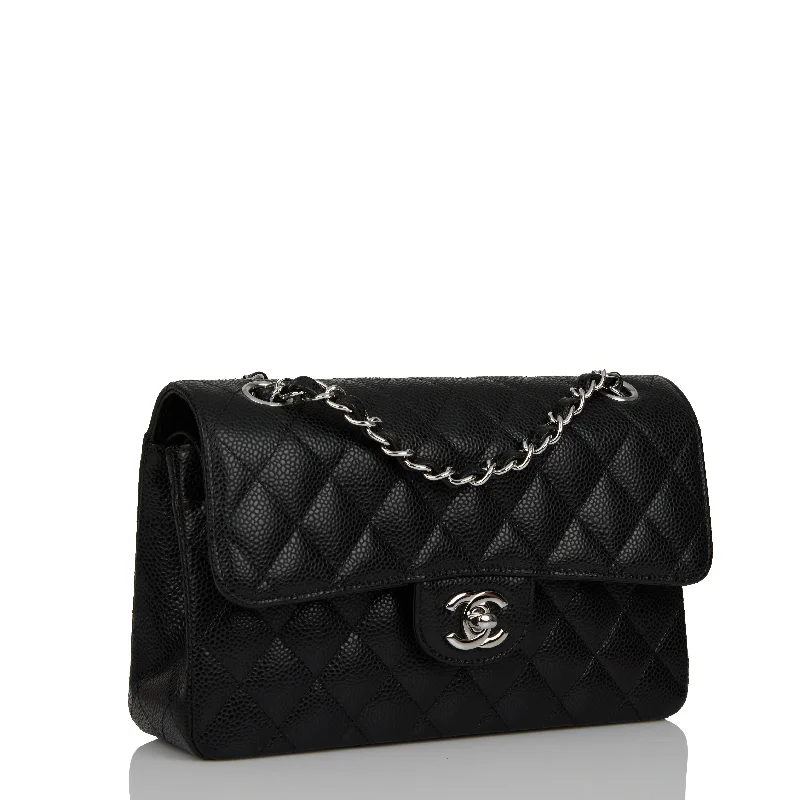 Chanel Small Classic Double Flap Black Caviar Silver Hardware