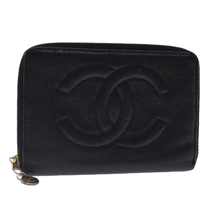 CHANEL Wallet Caviar Skin Black Gold CC  bs18702