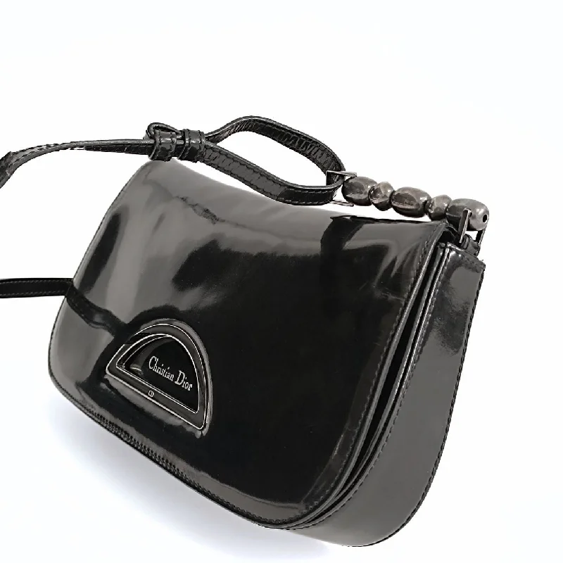 DIOR Christian Maris Pearl shoulder baguette in black patent leather